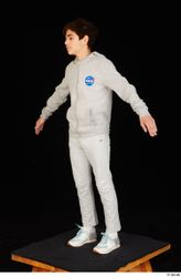 Whole Body Man White Sports Sweatsuit Slim Standing Studio photo references